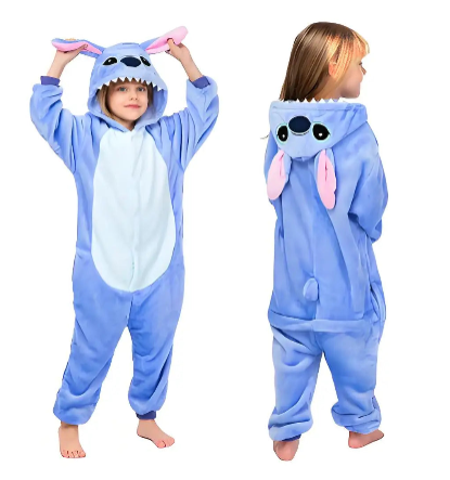 Fantasia Macacão Infantil Stitch – Capuz com Orelhas 3D